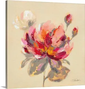 Quadro Decorativo Floral - Begonia Vermelha e Rosa