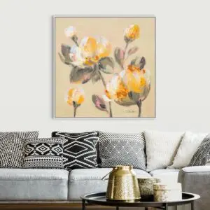 Quadro Decorativo Floral - Begonia Branca e Amarela