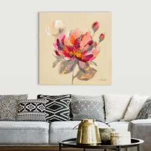 Quadro Decorativo Floral - Begonia Vermelha e Rosa