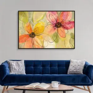 Quadro Decorativo Floral- Flores Neon