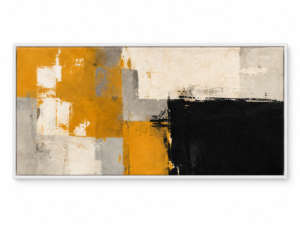 Quadro Decorativo Abstrato Ocre e Preto — Acento Ocre
