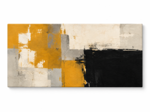 Quadro Decorativo Abstrato Ocre e Preto — Acento Ocre