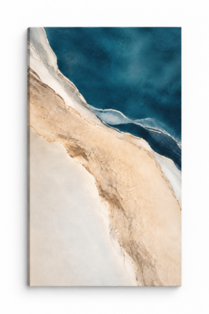 Quadro Decorativo Abstrato Azul e Bege - Areia e Azul