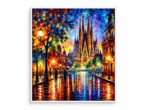 Quadro Decorativo Barcelona à Noite — Barcelona Iluminada