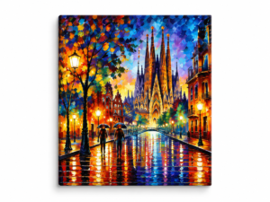 Quadro Decorativo Barcelona à Noite — Barcelona Iluminada