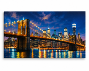 Quadro Decorativo Ponte do Brooklyn à Noite — Brooklyn Noturna