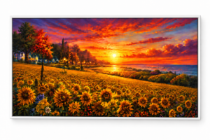 Quadro Decorativo Girassóis ao Entardecer — Campos de Luz