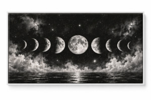 Quadro Decorativo Fases da Lua — Ciclo Lunar