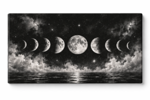 Quadro Decorativo Fases da Lua — Ciclo Lunar