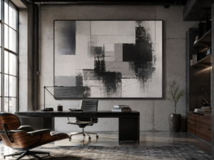 Quadro Decorativo Abstrato Preto e Cinza — Contraste Urbano