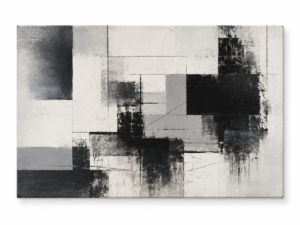 Quadro Decorativo Abstrato Preto e Cinza — Contraste Urbano