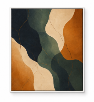 Quadro Decorativo Abstrato Verde e Terracota — Curvas da Terra