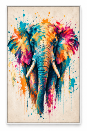 Quadro Decorativo Elefante Colorido - Elefante Vibrante
