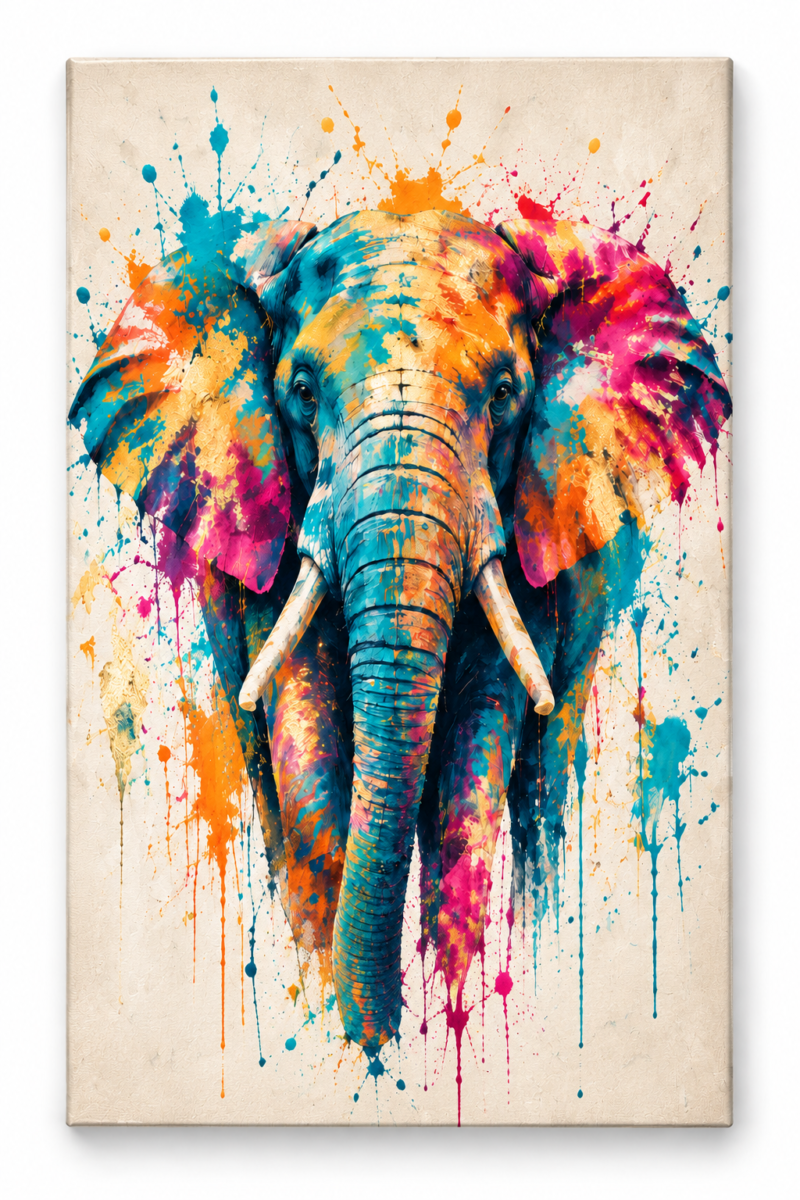 Quadro Decorativo Elefante Colorido - Elefante Vibrante