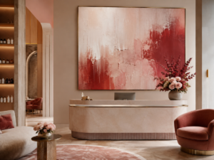 Quadro Decorativo Abstrato Rosa e Terracota — Encontro