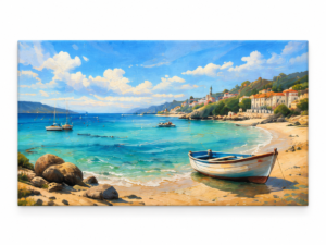 Quadro Decorativo Enseada e Barcos — Enseada Serena