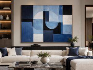 Quadro Decorativo Abstrato Geométrico Azul — Equilíbrio