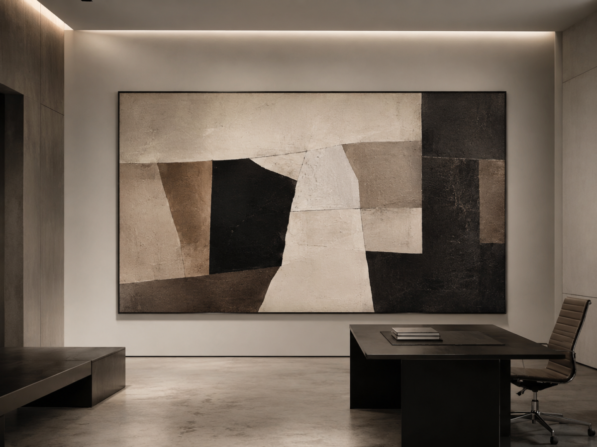 Quadro Decorativo Abstrato Geométrico em Tons Neutros - Estrutura Serena - Imagem 4