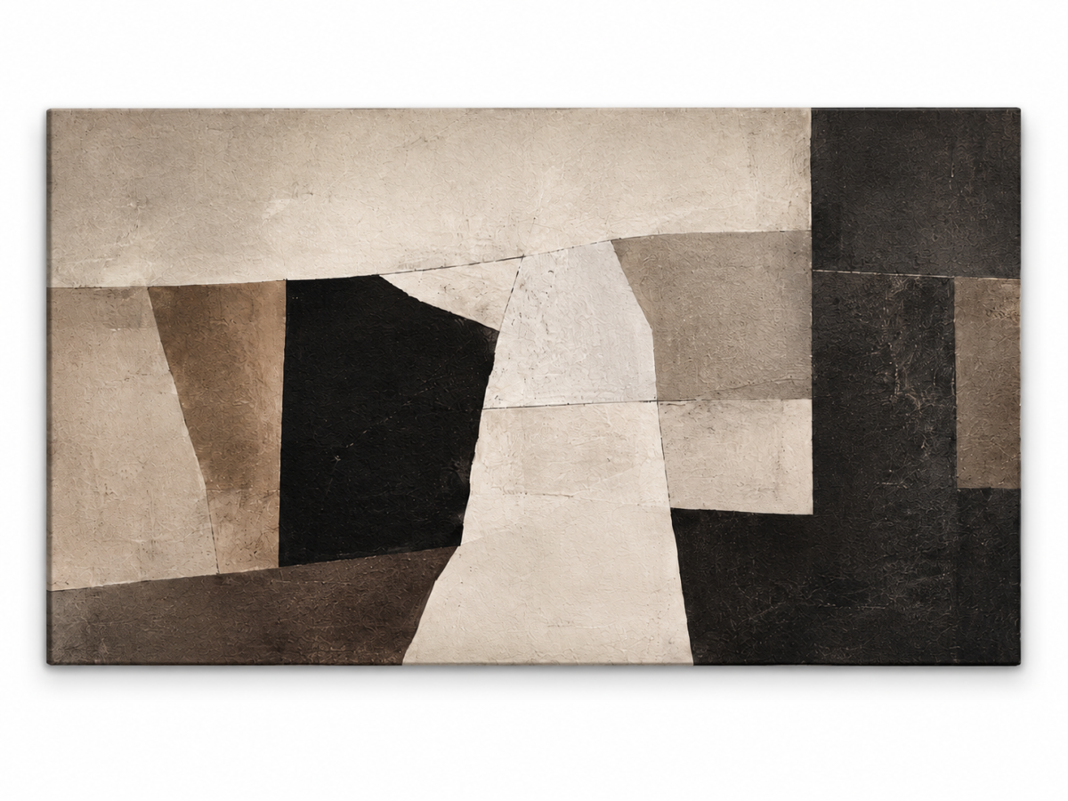 Quadro Decorativo Abstrato Geométrico em Tons Neutros - Estrutura Serena