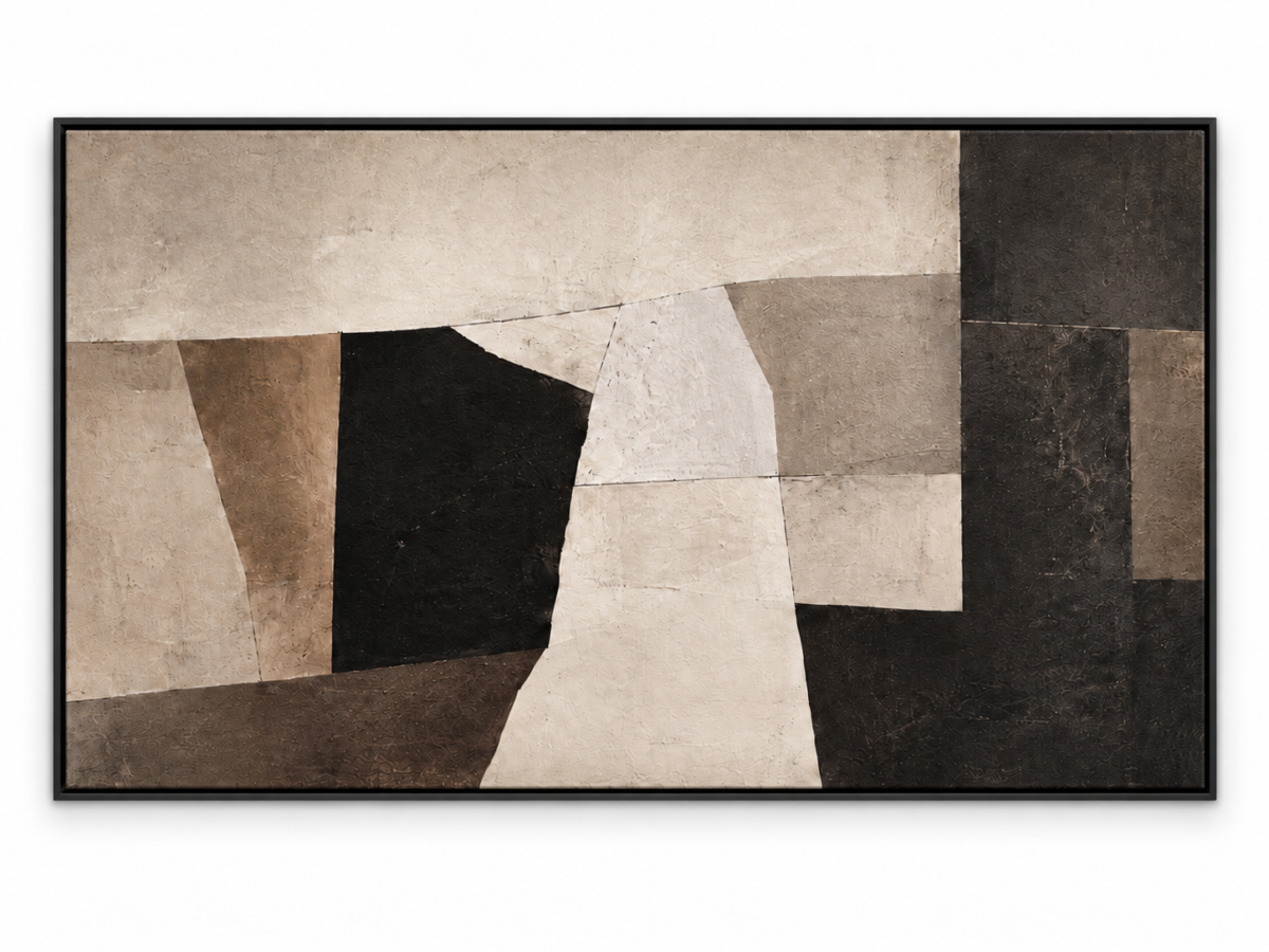Quadro Decorativo Abstrato Geométrico em Tons Neutros - Estrutura Serena - Imagem 3