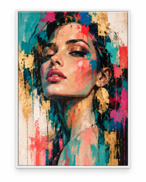 Quadro Decorativo Retrato Feminino Colorido - Expressão em Cores