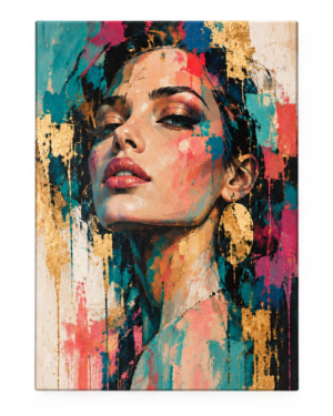 Quadro Decorativo Retrato Feminino Colorido - Expressão em Cores