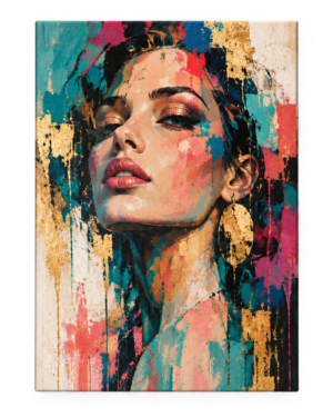 Quadro Decorativo Retrato Feminino Colorido - Expressão em Cores