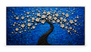 Quadro Decorativo Árvore Florida Azul — Floração Azul