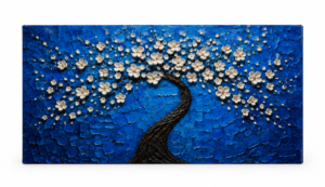 Quadro Decorativo Árvore Florida Azul — Floração Azul