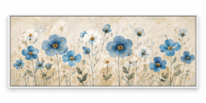 Quadro Decorativo Flores Azuis e Brancas — Flores da Brisa