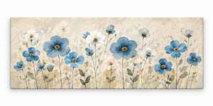 Quadro Decorativo Flores Azuis e Brancas — Flores da Brisa