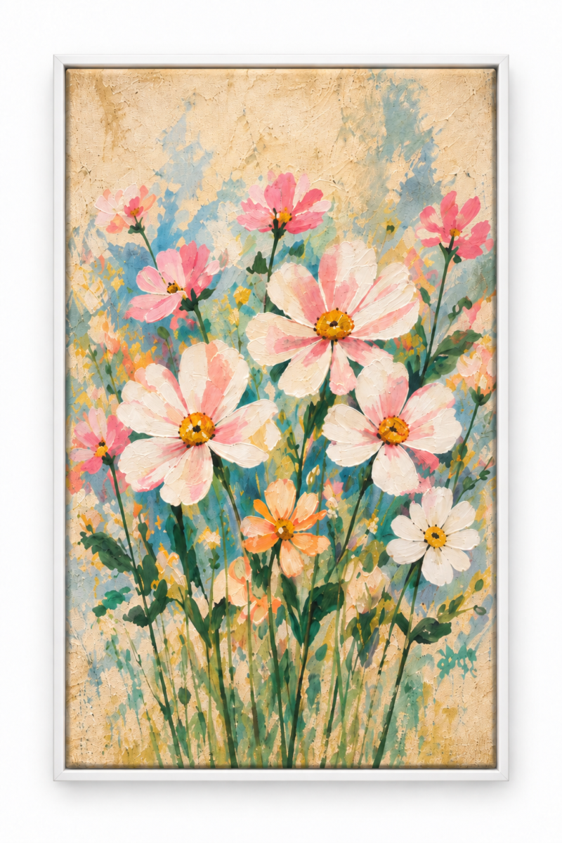 Quadro Decorativo Flores Rosas e Brancas - Flores do Aconchego - Imagem 2