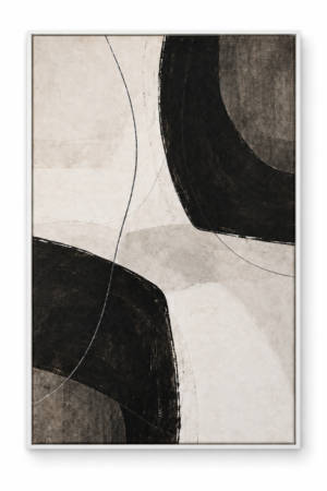 Quadro Decorativo Abstrato Preto e Bege — Gesto Neutro