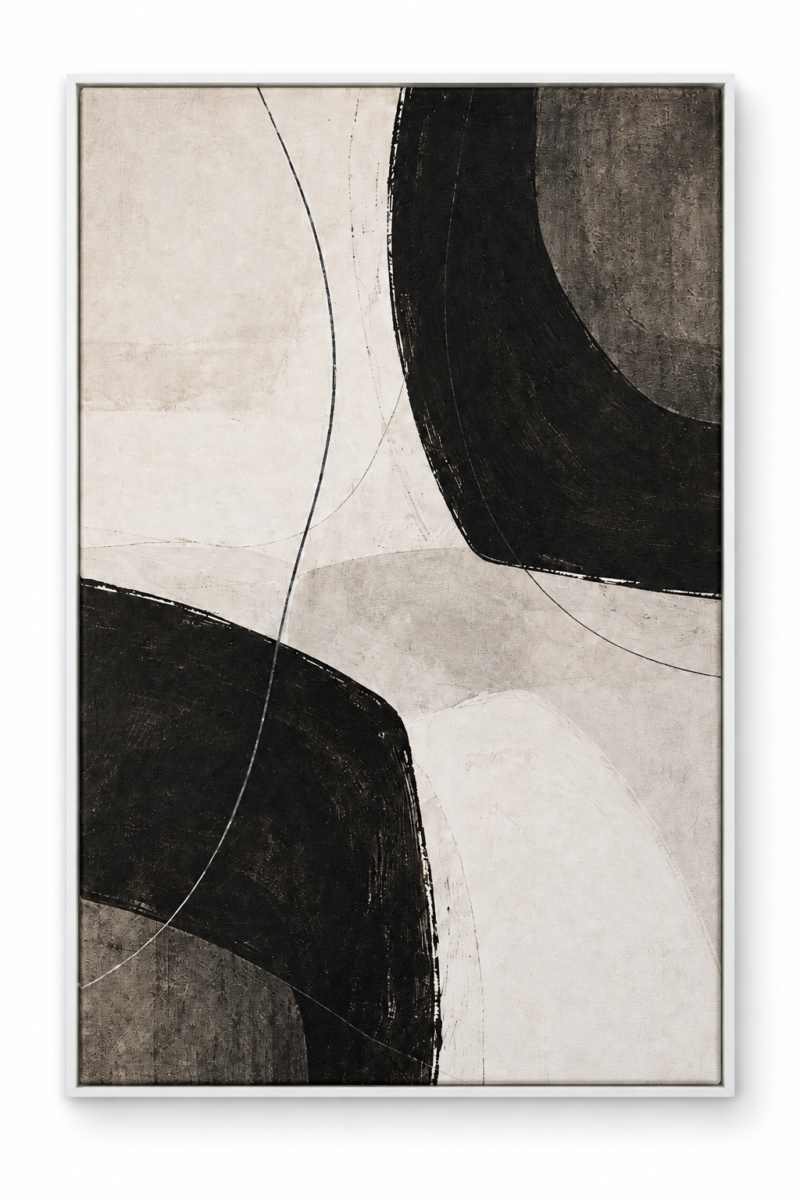 Quadro Decorativo Abstrato Preto e Bege — Gesto Neutro - Imagem 2