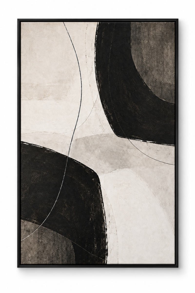 Quadro Decorativo Abstrato Preto e Bege — Gesto Neutro - Imagem 3