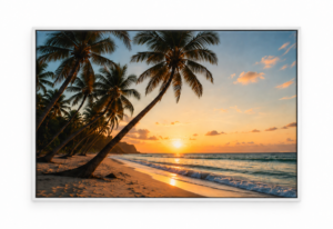 Quadro Decorativo Praia ao Pôr do Sol — Horizonte Tropical