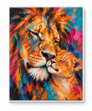 Quadro Decorativo Leão e Filhote — Laço Selvagem