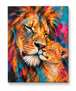 Quadro Decorativo Leão e Filhote — Laço Selvagem