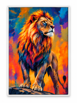 Quadro Decorativo Leão Colorido - Majestade em Cores
