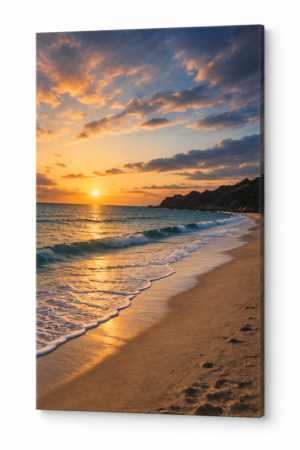Quadro Decorativo Praia ao Entardecer — Maré Dourada