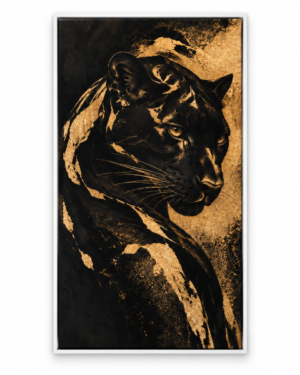 Quadro Decorativo Pantera Preta e Dourada - Pantera Dourada
