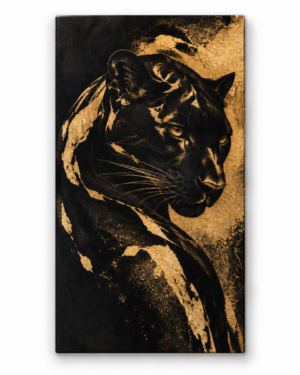 Quadro Decorativo Pantera Preta e Dourada - Pantera Dourada
