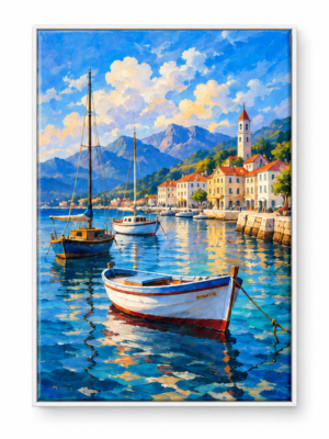 Quadro Decorativo Barcos no Porto — Porto Azul