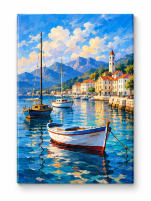 Quadro Decorativo Barcos no Porto — Porto Azul
