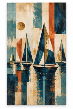 Quadro Decorativo Veleiros Geométricos - Velas do Horizonte
