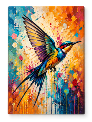 Quadro Decorativo Pássaro Colorido em Voo - Voo de Cores