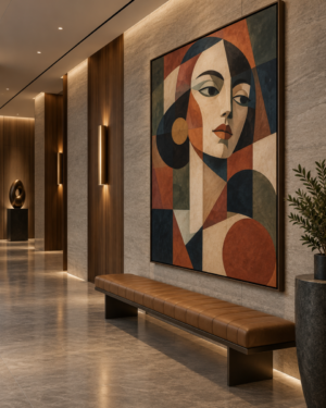 Quadro Decorativo Retrato Feminino Geométrico — Retrato em Formas