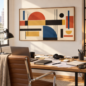 Quadro Decorativo Composição Geométrica Colorida — Geometria Solar