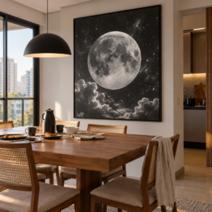 Quadro Decorativo Lua Cheia e Nuvens — Lua entre Nuvens
