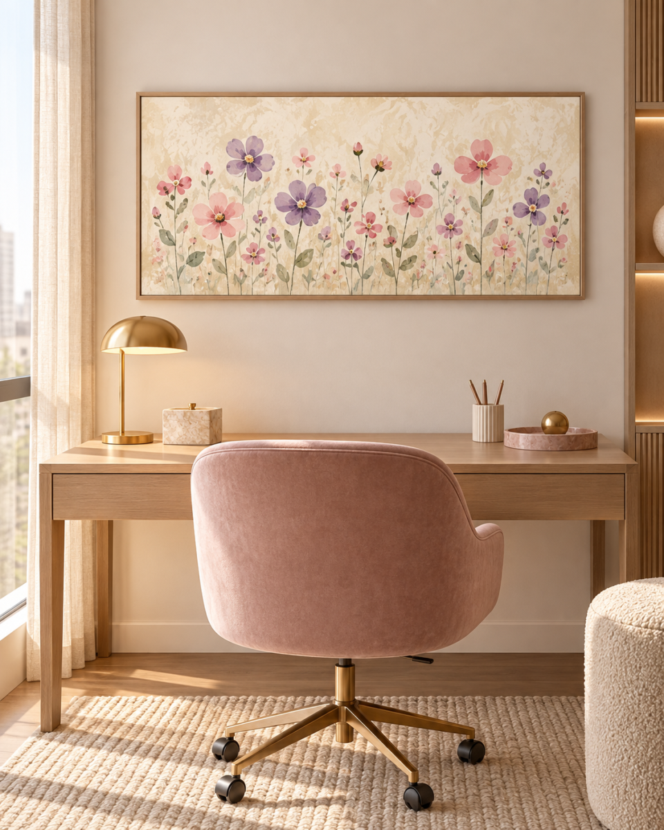 Quadro Decorativo Flores Delicadas — Jardim em Traços
